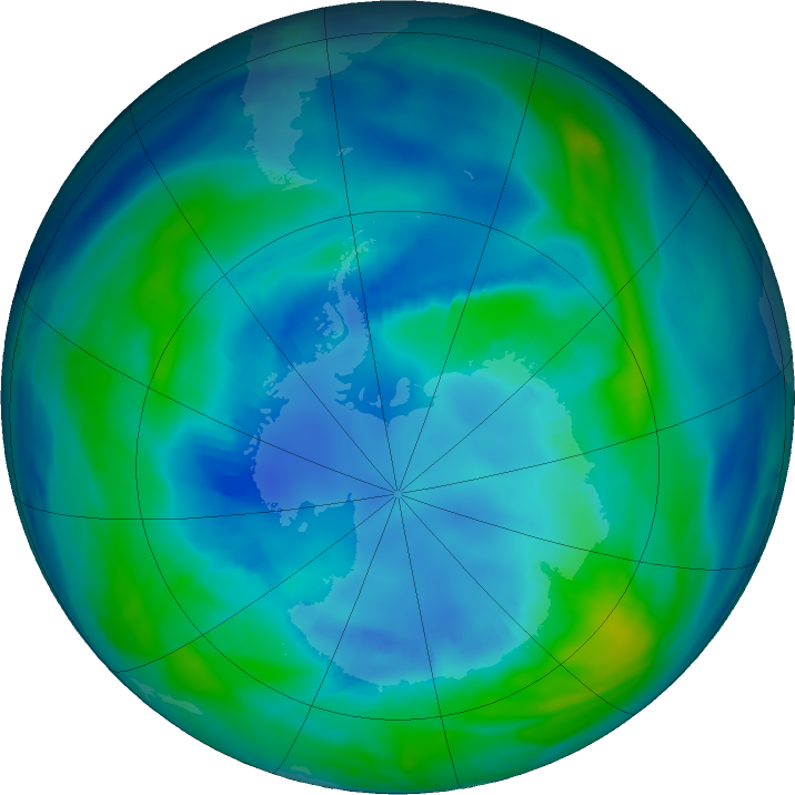Antarctic ozone map for 19 April 2017